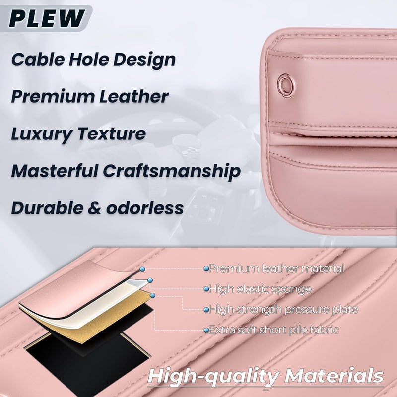 PLEW 2-Pack Car Seat Gap Filler for women, Premium Leather Console Organizer Universal Fit for Car SUV Truck Multi-Purpose Essentials Organizer - Anti-Drop Auto Interior Accessories（Dune Pink - Image 5